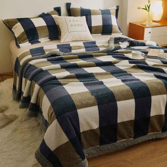 Ownkoti Plaid Warm Coral Fleece Throw Blanket