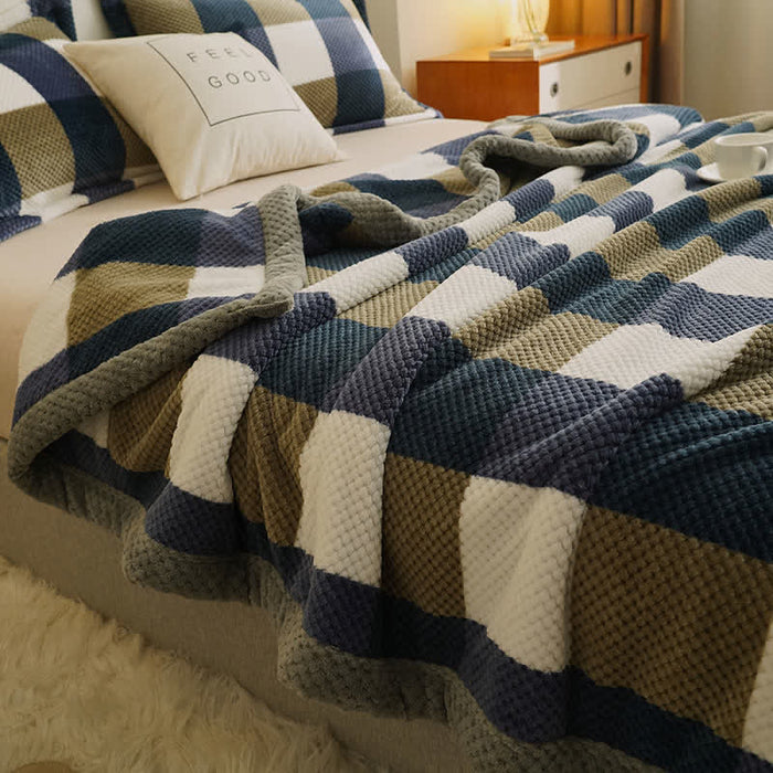 Ownkoti Plaid Warm Coral Fleece Throw Blanket
