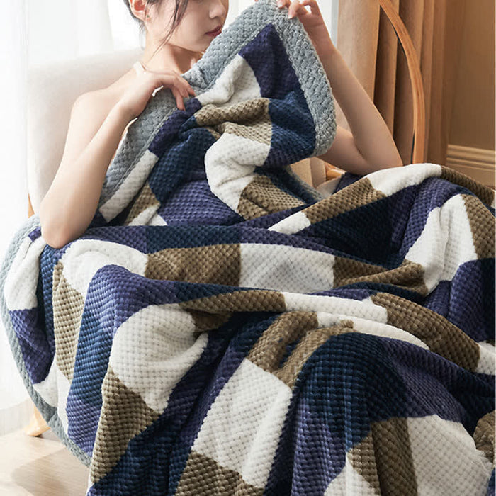 Ownkoti Plaid Warm Coral Fleece Throw Blanket