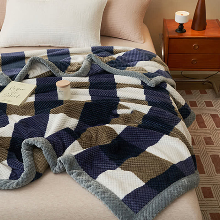 Ownkoti Plaid Warm Coral Fleece Throw Blanket