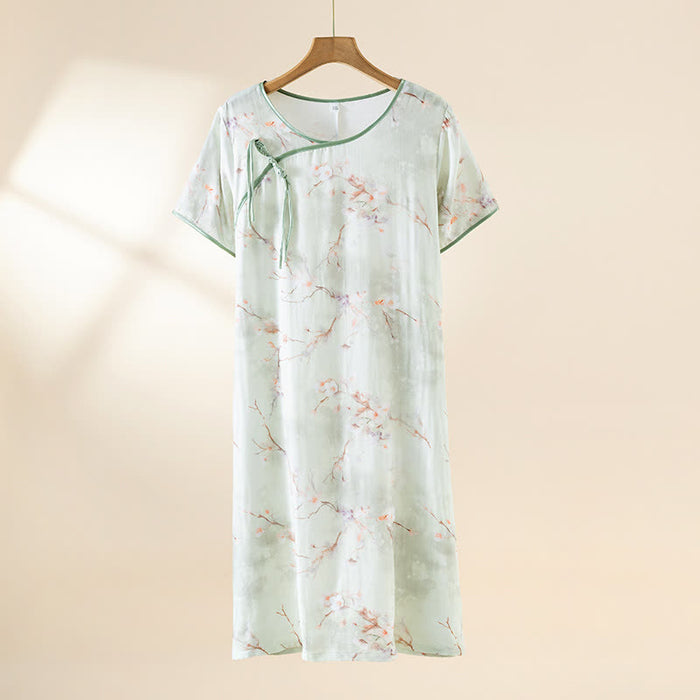 Ownkoti Plum Blossom Cotton Round Neck Nightdress