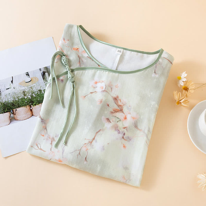 Ownkoti Plum Blossom Cotton Round Neck Nightdress
