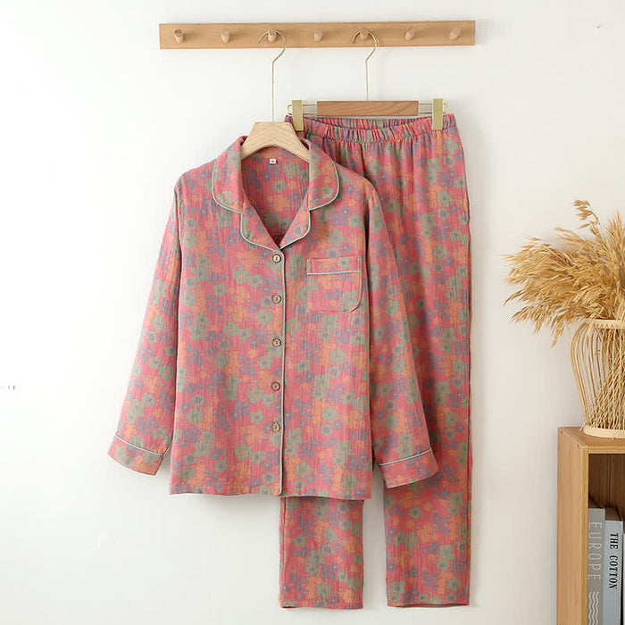 Ownkoti Plum blossoms Cotton Gauze Loungewear Set