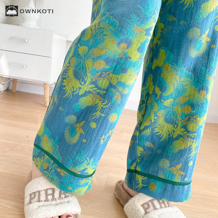 Ownkoti Plus-size Bright Cotton Gauze Pajama Set