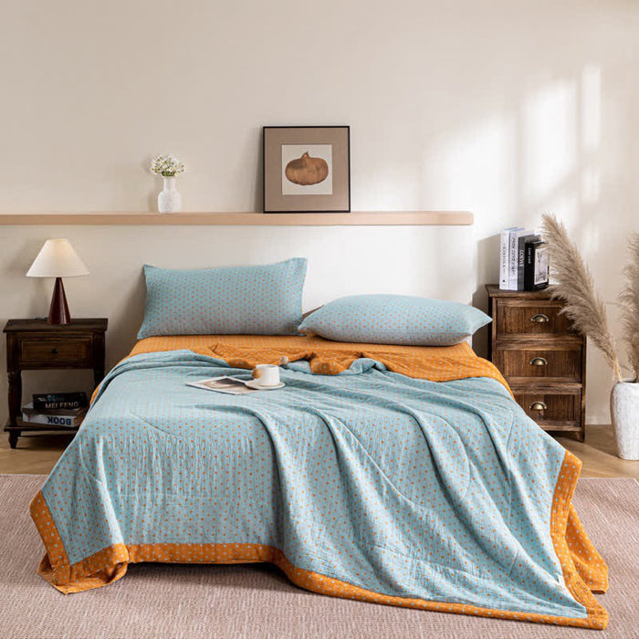 Ownkoti Polka Dot Print Double-layer Cotton Summer Quilt
