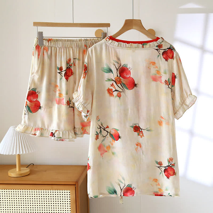 Ownkoti Pomegranate Print Bamboo Cotton Loungewear