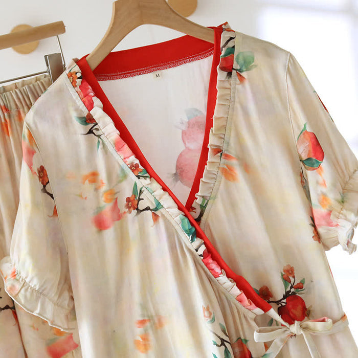 Ownkoti Pomegranate Print Bamboo Cotton Loungewear
