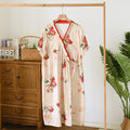 Ownkoti Pomegranate Print Short Sleeve Cross-front Nightdress