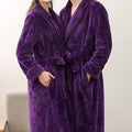 Ownkoti Puffy Fleece Pajama Long Bathrobe - Purple - Women: M - image 0