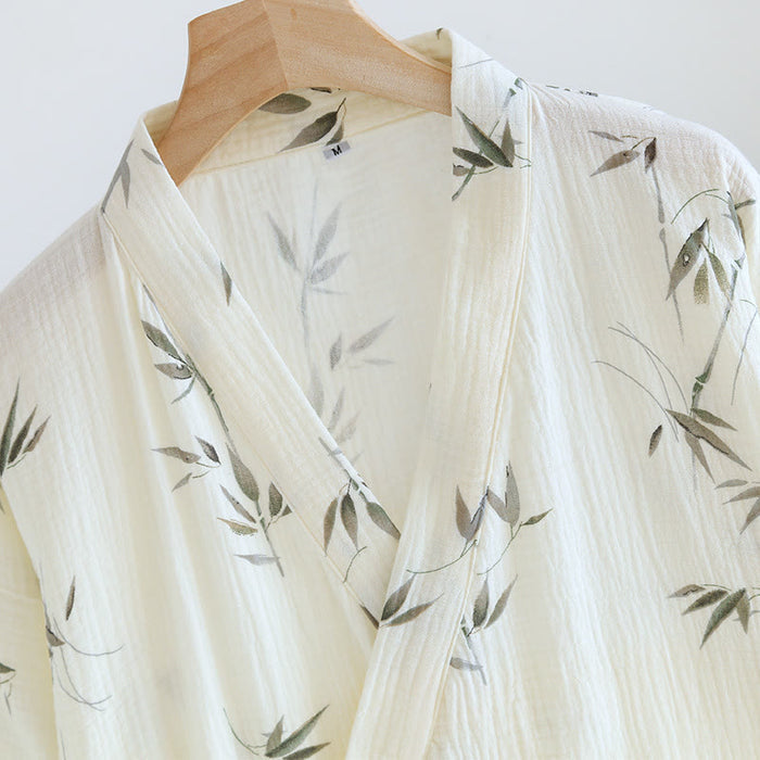 Ownkoti Pure Cotton Bamboo Print Comfy Bathrobe