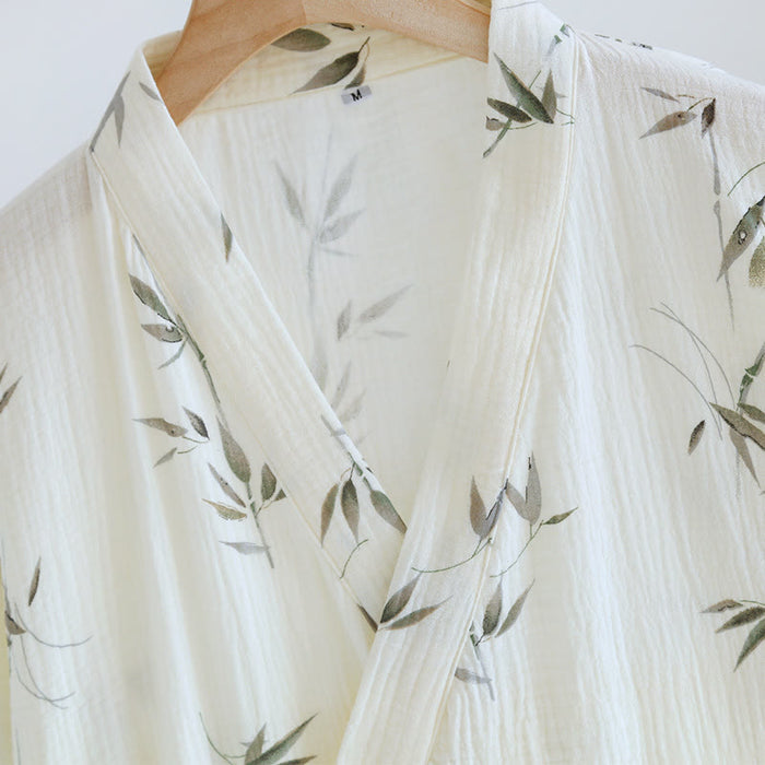 Ownkoti Pure Cotton Bamboo Print Comfy Bathrobe