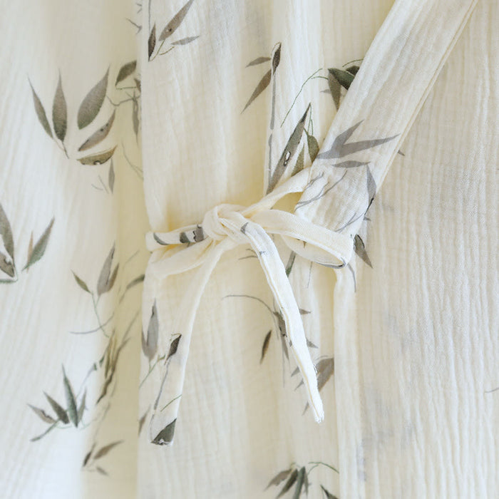 Ownkoti Pure Cotton Bamboo Print Comfy Bathrobe