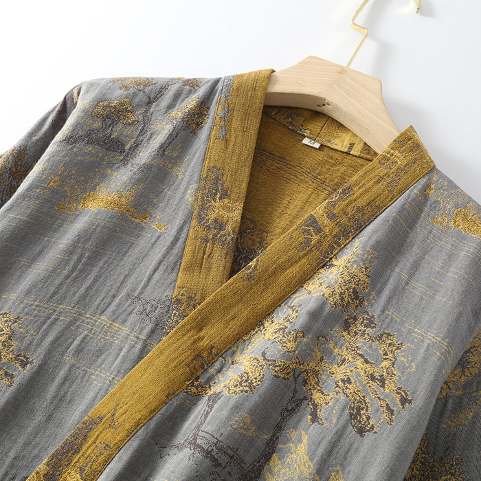 Ownkoti Pure Cotton Breathable Retro Kimono Bathrobe - image 3