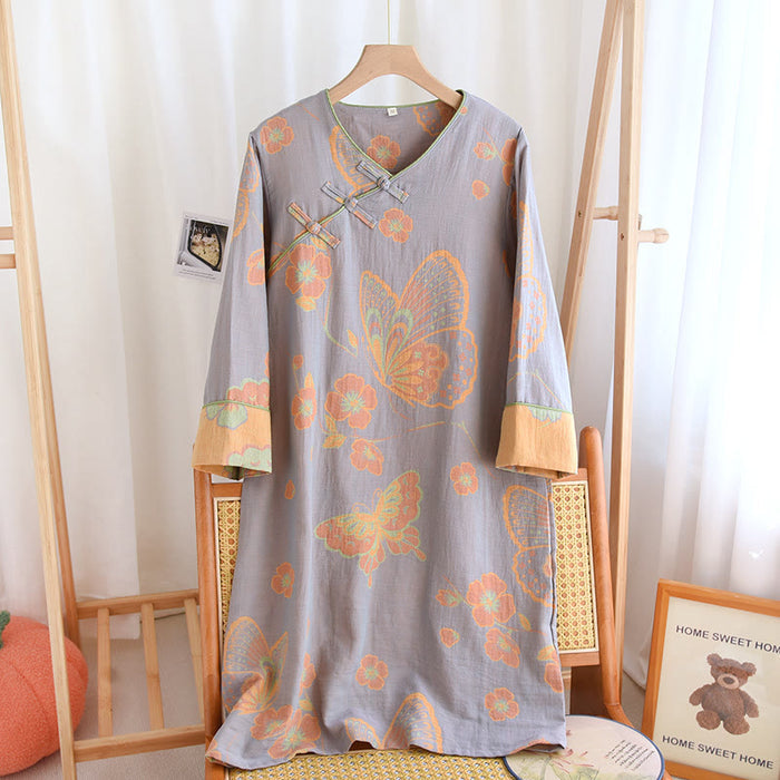 Ownkoti Pure Cotton Elegant Butterfly & Flower Nightdress - image 1