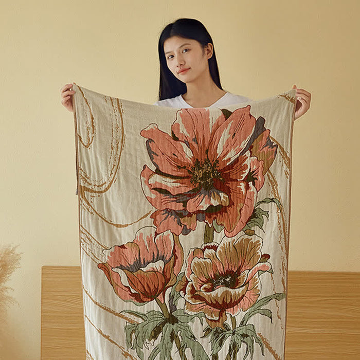 Ownkoti Pure Cotton Gauze Absorbent Floral Bath Towel