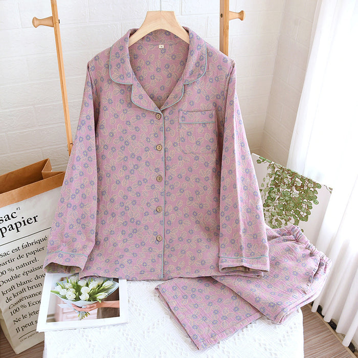 Ownkoti Pure Cotton Jacquard Leaf Pajama Set