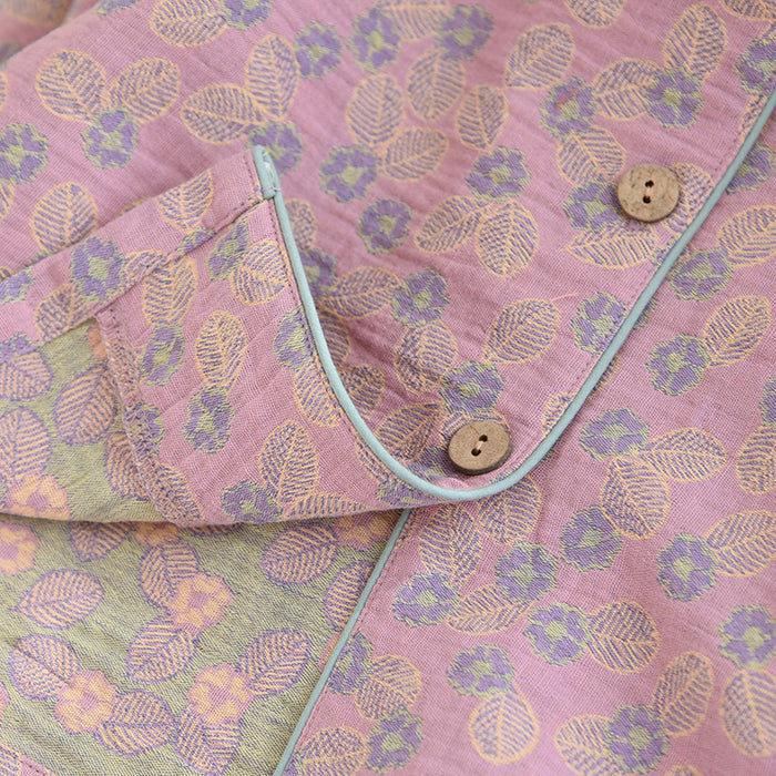Ownkoti Pure Cotton Jacquard Leaf Pajama Set