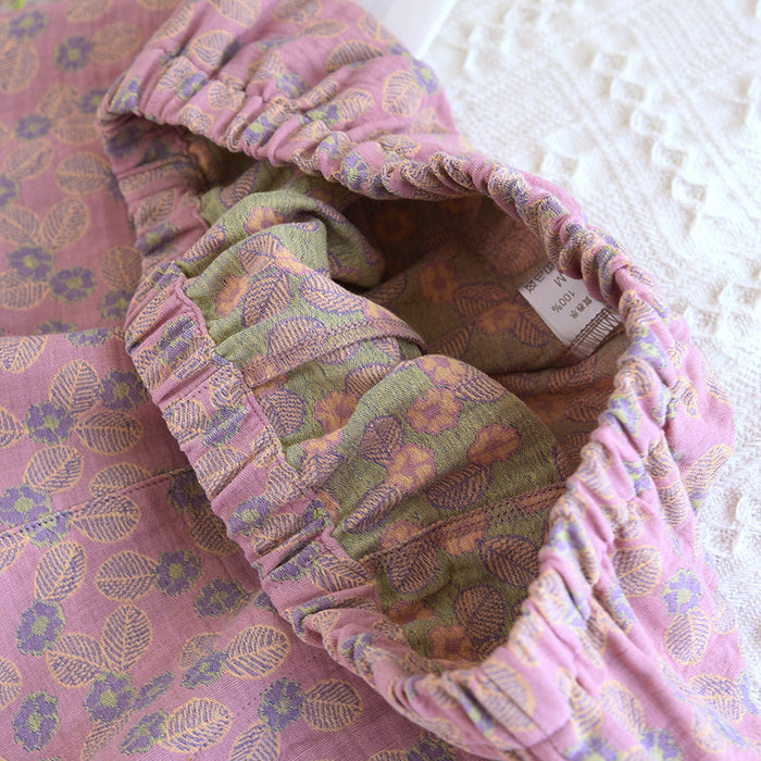 Ownkoti Pure Cotton Jacquard Leaf Pajama Set