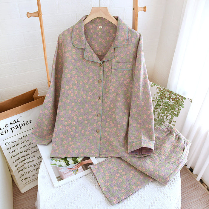 Ownkoti Pure Cotton Jacquard Leaf Pajama Set