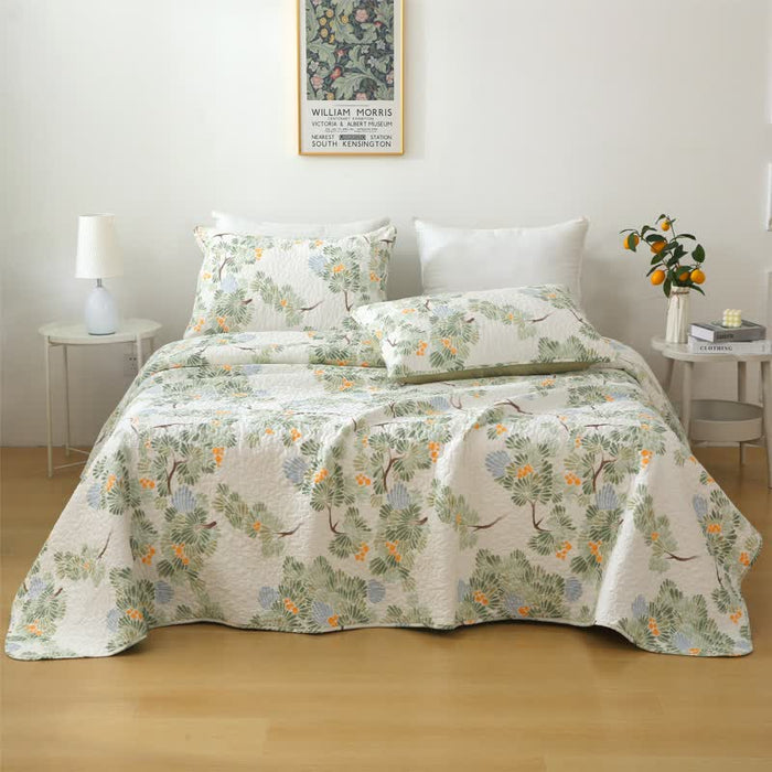 Ownkoti Pure Cotton Rustic Tree Quilted Bedding