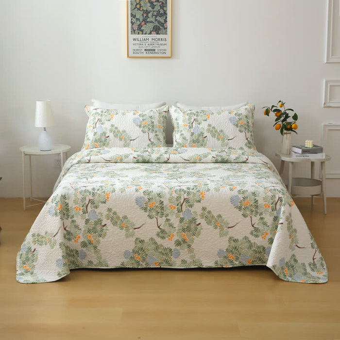 Ownkoti Pure Cotton Rustic Tree Quilted Bedding