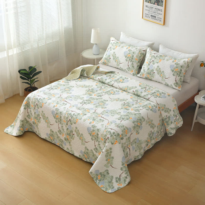 Ownkoti Pure Cotton Rustic Tree Quilted Bedding
