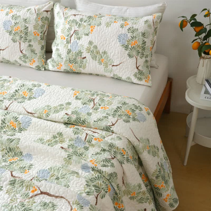 Ownkoti Pure Cotton Rustic Tree Quilted Bedding