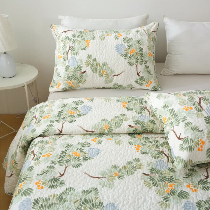 Ownkoti Pure Cotton Rustic Tree Quilted Bedding