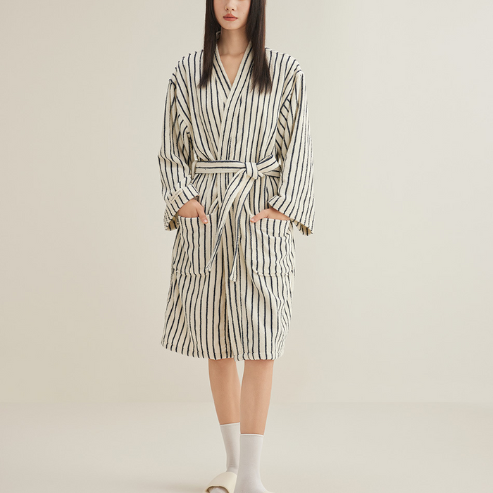 Ownkoti Pure Cotton Simple Striped Soft Bathrobe - image 2