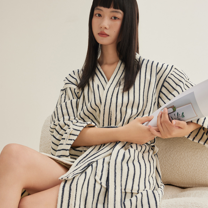 Ownkoti Pure Cotton Simple Striped Soft Bathrobe - image 3