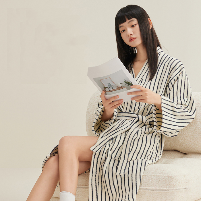 Ownkoti Pure Cotton Simple Striped Soft Bathrobe - image 4