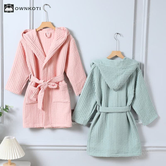 Ownkoti Pure Cotton Waffle Textured Breathable Bathrobe