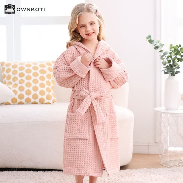 Ownkoti Pure Cotton Waffle Textured Breathable Bathrobe