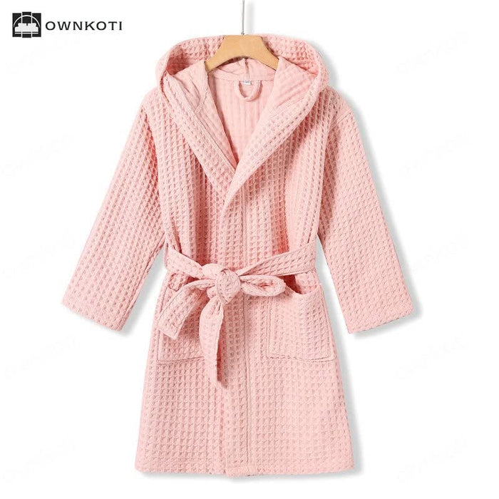 Ownkoti Pure Cotton Waffle Textured Breathable Bathrobe