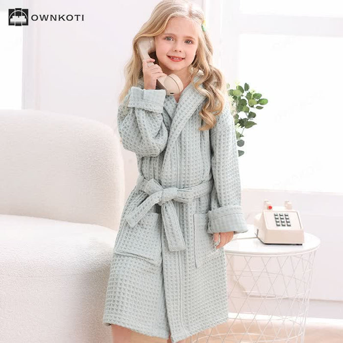 Ownkoti Pure Cotton Waffle Textured Breathable Bathrobe