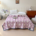 Ownkoti Purple Floral Print Cotton Gauze Quilt