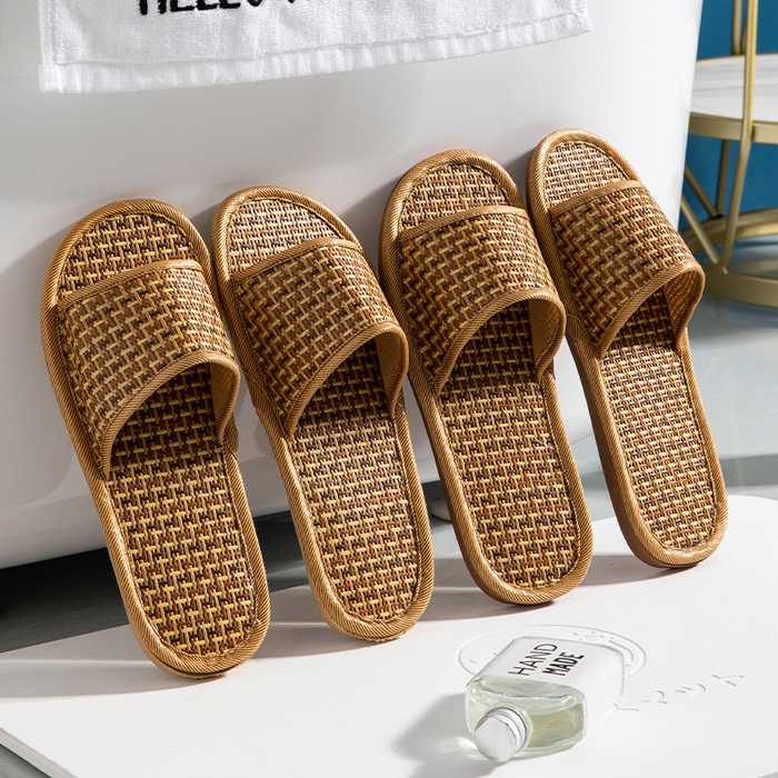 Ownkoti Rattan Breathable Anti-slip Couple House Slippers