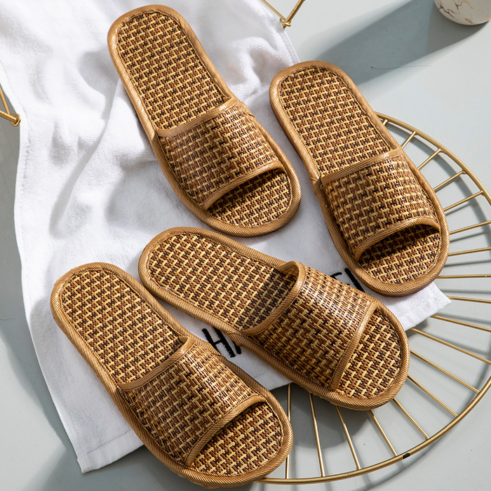 Ownkoti Rattan Breathable Anti-slip Couple House Slippers