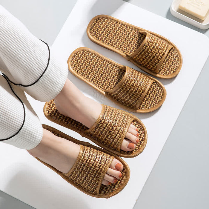 Ownkoti Rattan Breathable Anti-slip Couple House Slippers