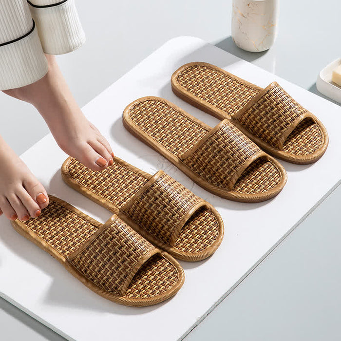 Ownkoti Rattan Breathable Anti-slip Couple House Slippers