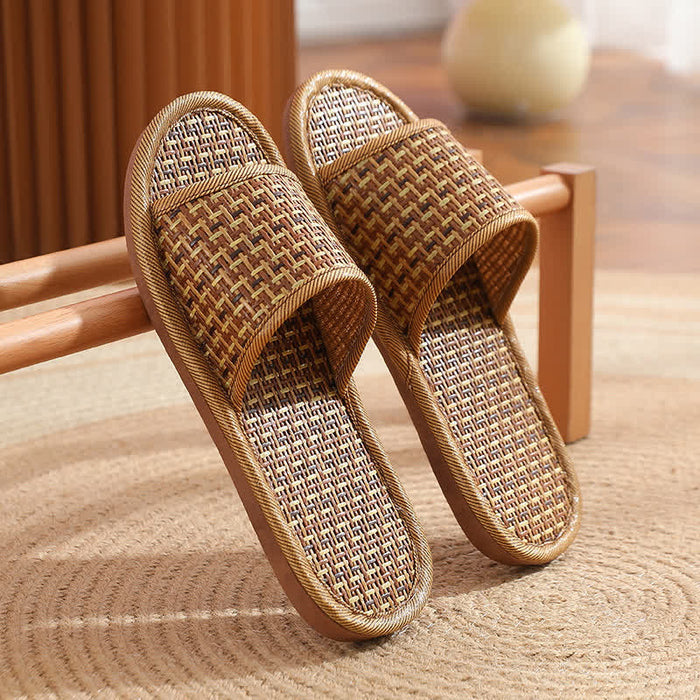 Ownkoti Rattan Breathable Anti-slip Couple House Slippers