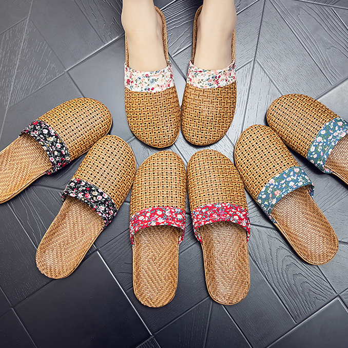 Ownkoti Rattan Woven Elegant Floral House Slippers