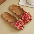 Ownkoti Rattan Woven Linen Bow-knot House Slippers