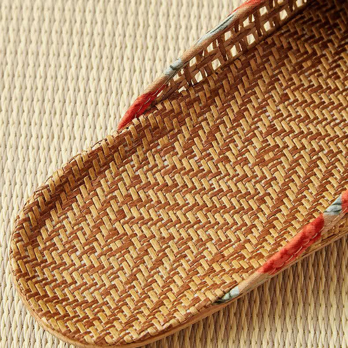 Ownkoti Rattan Woven Linen Bow-knot House Slippers