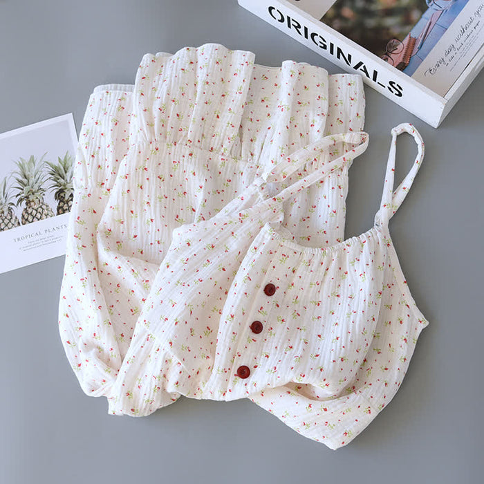 Ownkoti Red Floral Cotton Gauze Cami Nightgown - image 4