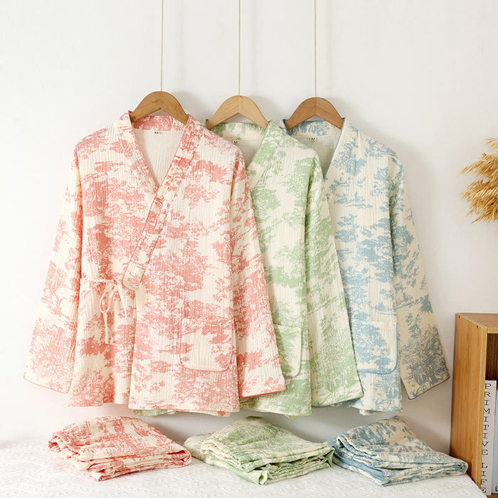 Ownkoti Refresh Cotton Gauze Kimono Pajama Set