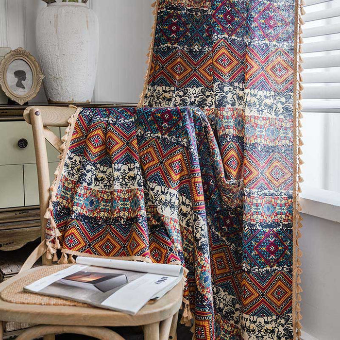 Retro Curtains Colorful Drapes Kitchen Valance Curtains Ownkoti 1