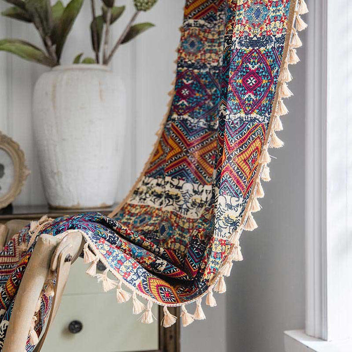 Retro Curtains Colorful Drapes Kitchen Valance Curtains Ownkoti 3