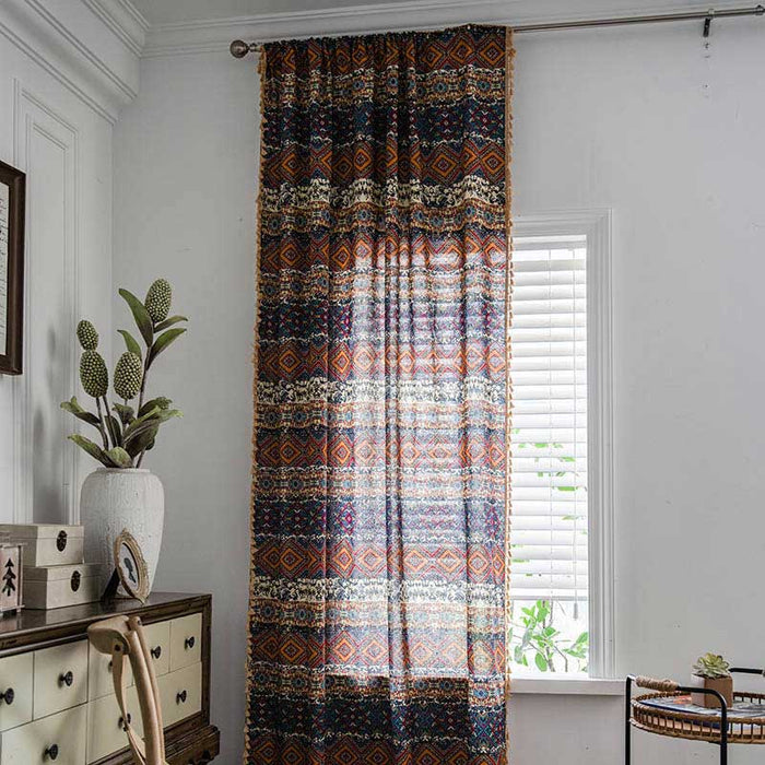 Retro Curtains Colorful Drapes Kitchen Valance Curtains Ownkoti 4