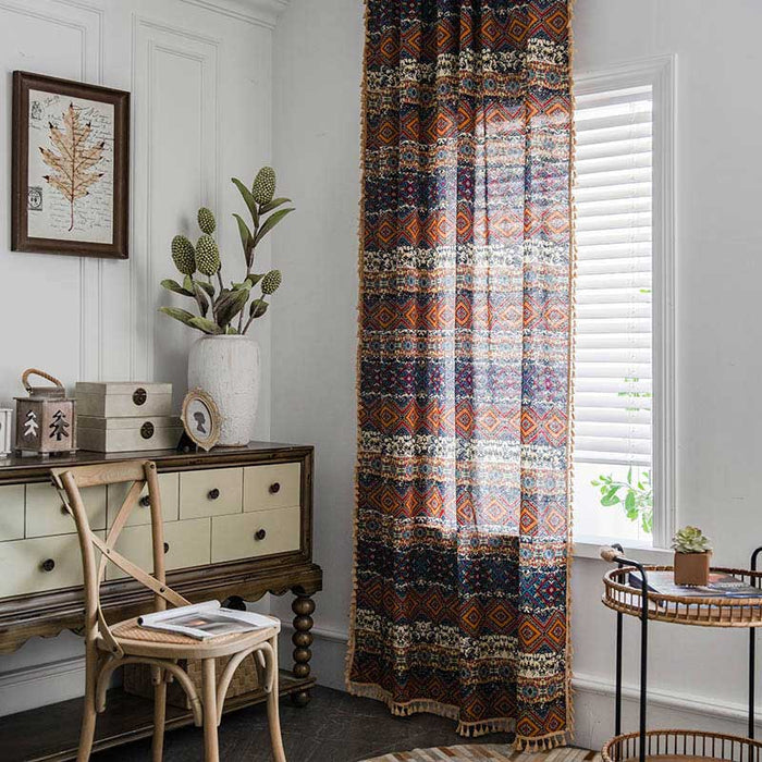 Retro Curtains Colorful Drapes Kitchen Valance Curtains Ownkoti 5